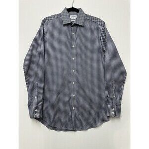 TM Lewin Dress Shirt Mens 16/36 Slim Fit Plaid Blue White 41cm/91cm
